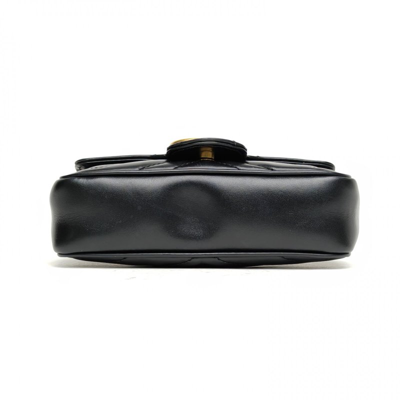 GUCCI GGMarmont肩背包超Mini16.5黑色牛皮金扣肩背包-4