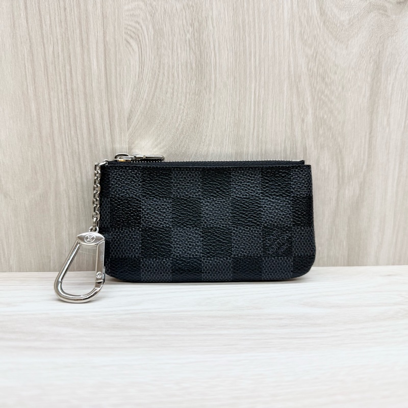 LV 黑灰格銀釦零錢包N60155-1