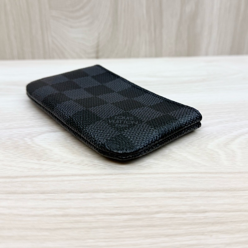 LV 黑灰格銀釦零錢包N60155-4