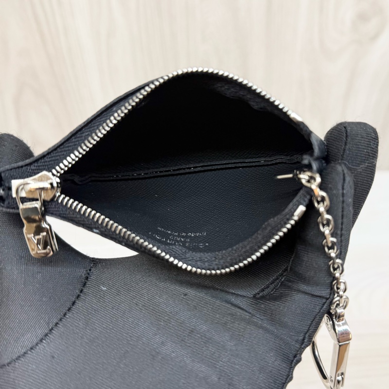 LV 黑灰格銀釦零錢包N60155-6