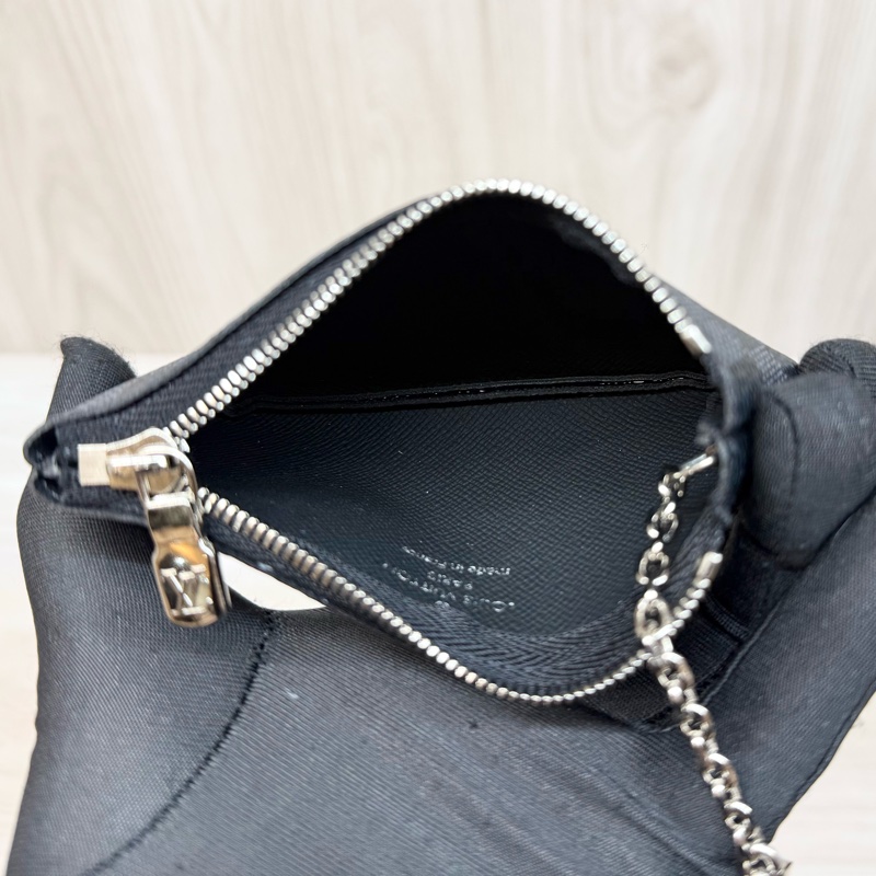 LV 黑灰格銀釦零錢包N60155-7