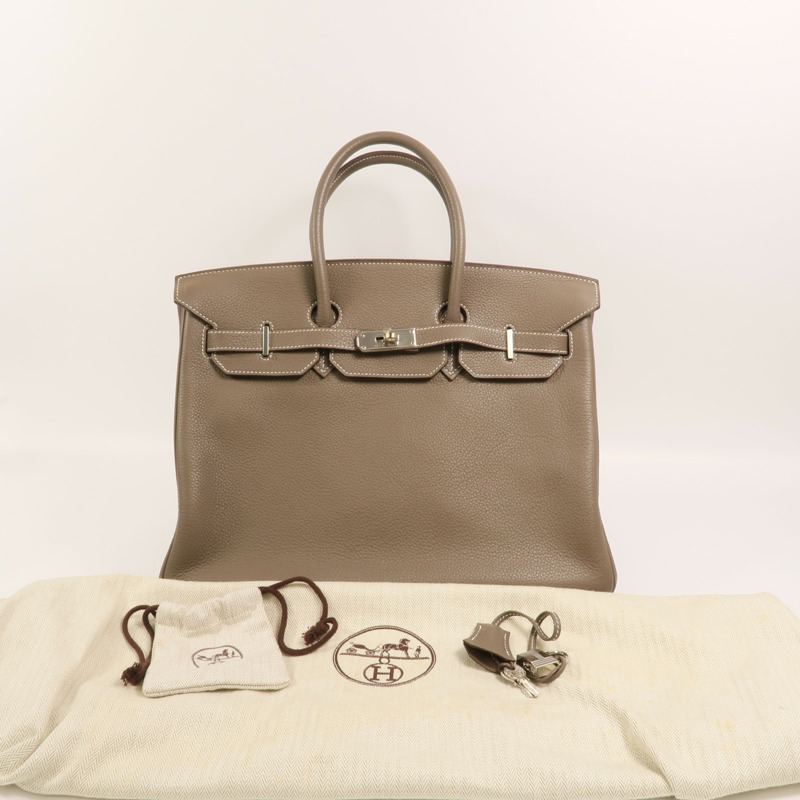 HERMES Togo皮革Birkin 35手挽袋Etoupe-10