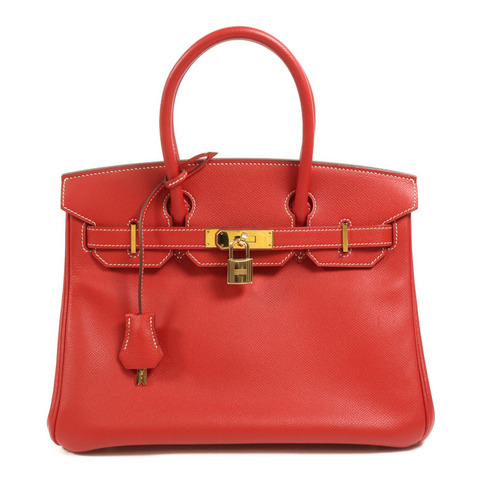 HERMES Epsom皮革Birkin 30手挽袋Rouge Casaque
