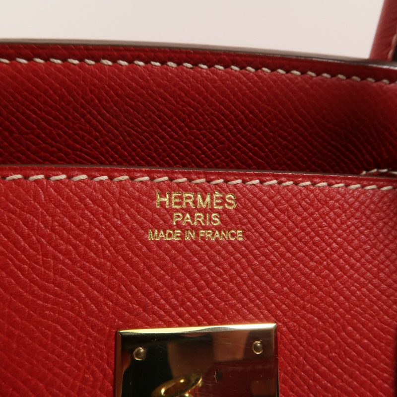 HERMES Epsom皮革Birkin 30手挽袋Rouge Casaque-5