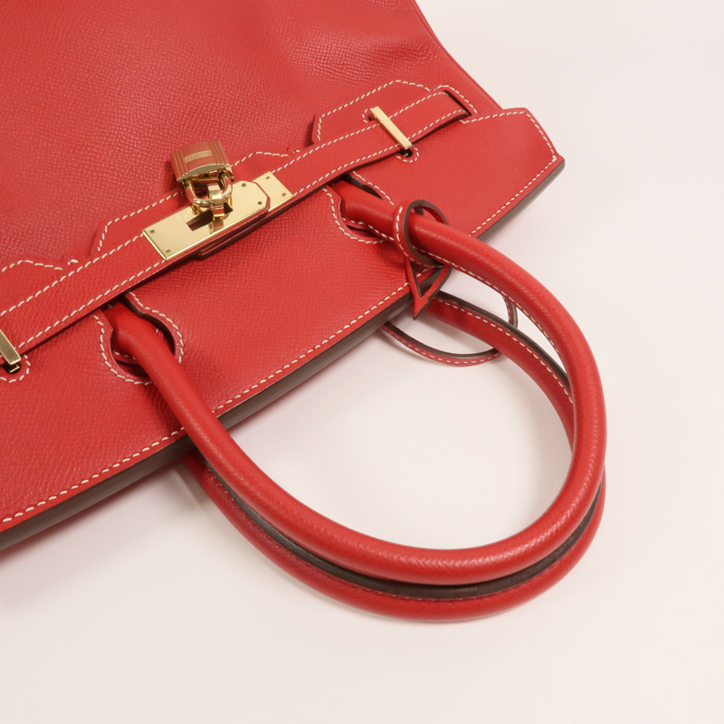 HERMES Epsom皮革Birkin 30手挽袋Rouge Casaque-7