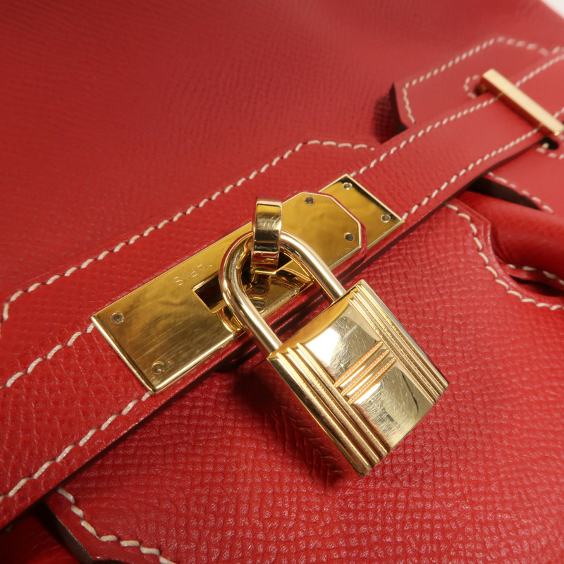 HERMES Epsom皮革Birkin 30手挽袋Rouge Casaque-8