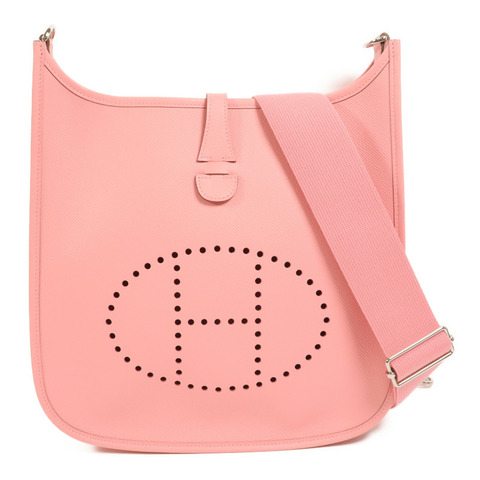 HERMES Epsom皮革Evelyne PM肩背袋Rose Confetti