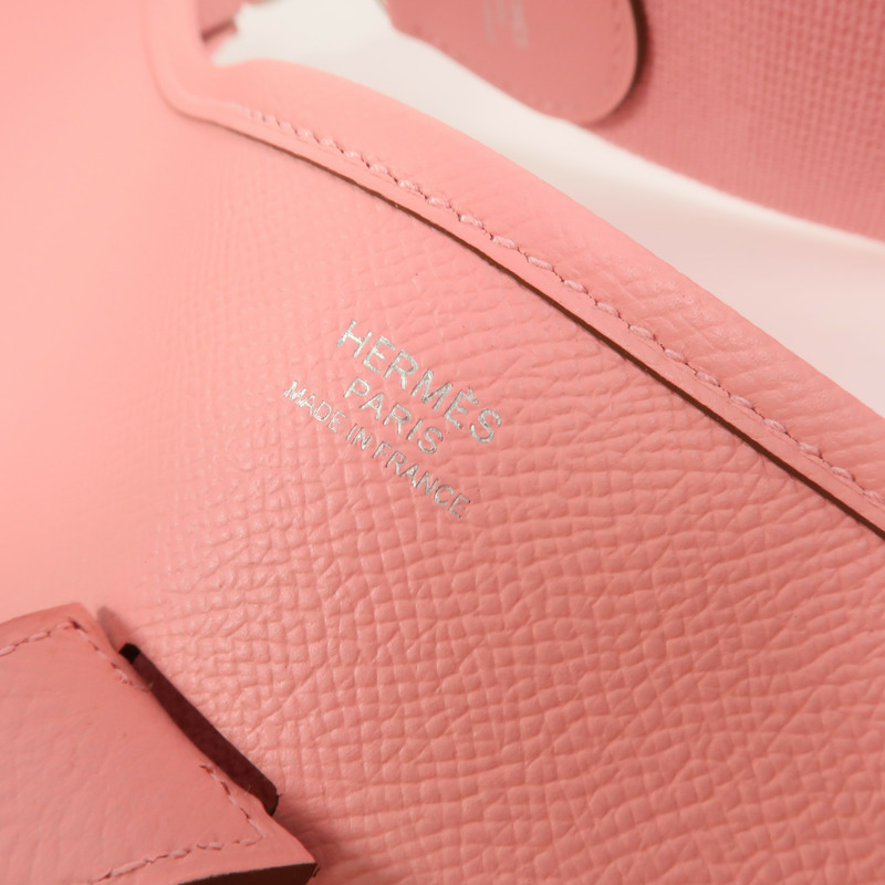HERMES Epsom皮革Evelyne PM肩背袋Rose Confetti-5
