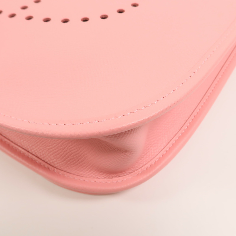 HERMES Epsom皮革Evelyne PM肩背袋Rose Confetti-10