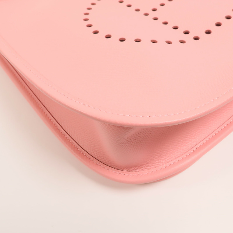 HERMES Epsom皮革Evelyne PM肩背袋Rose Confetti-11