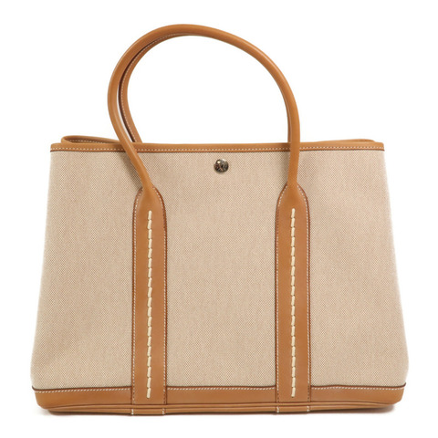 HERMES 帆布/Barenia皮革Garden Party PM手挽袋