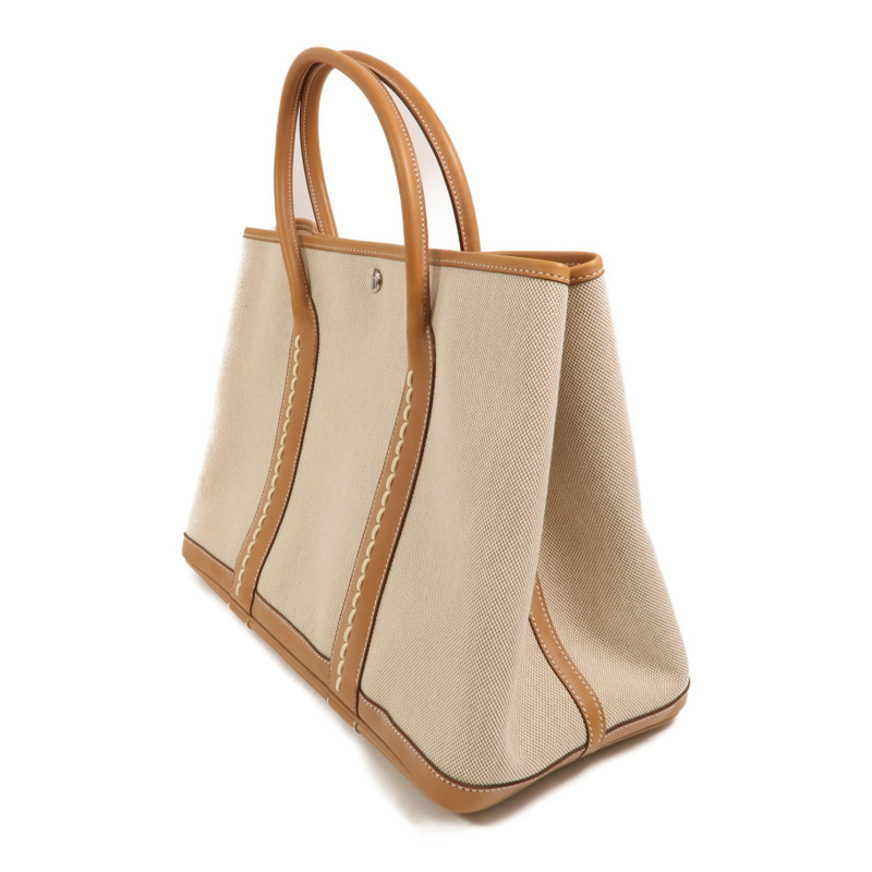 HERMES 帆布/Barenia皮革Garden Party PM手挽袋-2