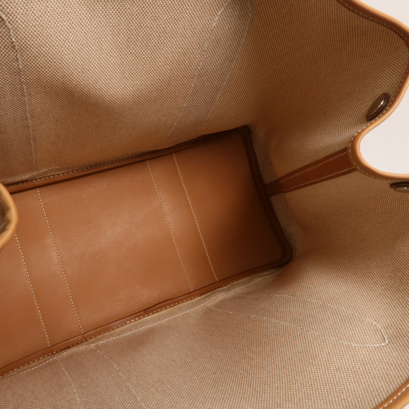 HERMES 帆布/Barenia皮革Garden Party PM手挽袋-4