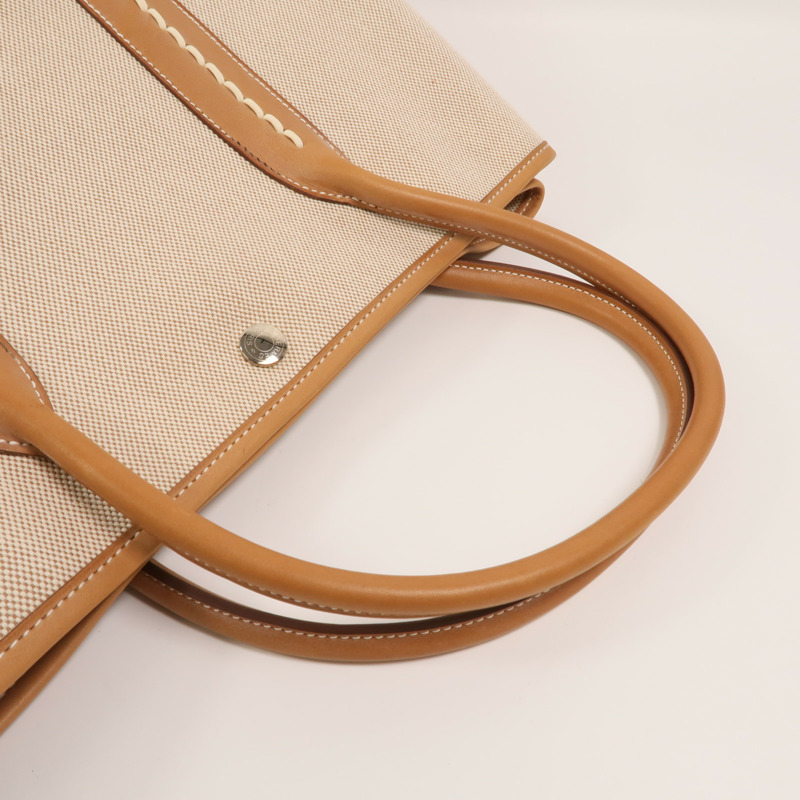 HERMES 帆布/Barenia皮革Garden Party PM手挽袋-7