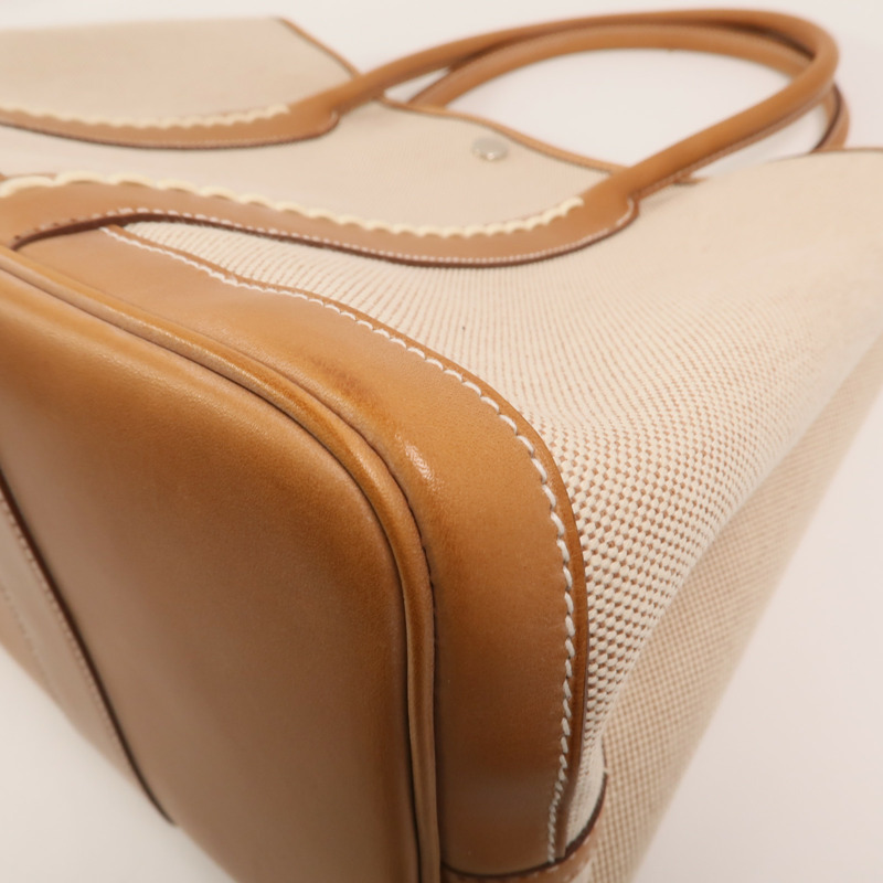 HERMES 帆布/Barenia皮革Garden Party PM手挽袋-10