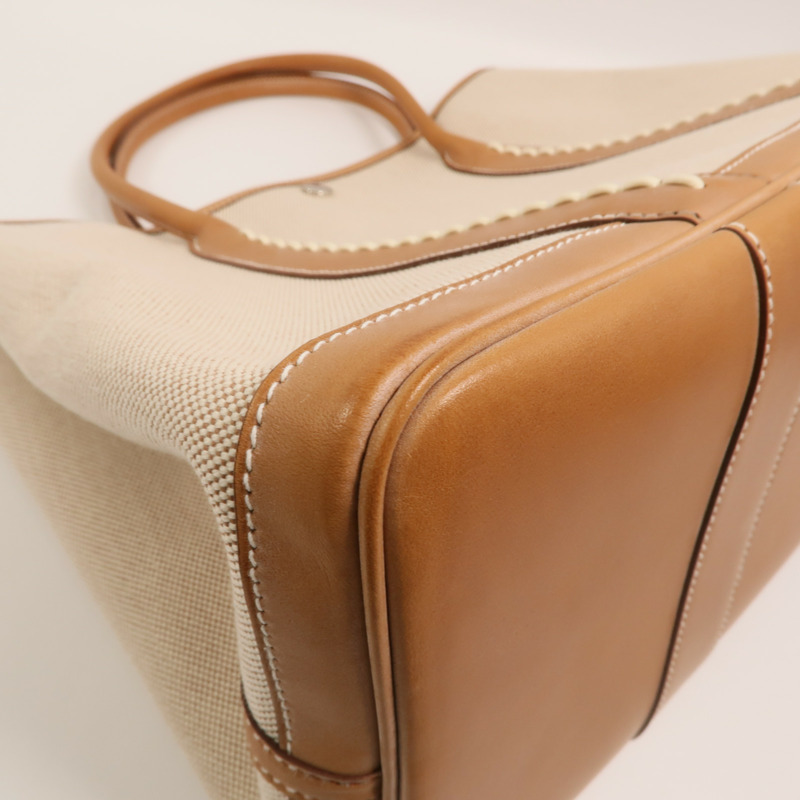 HERMES 帆布/Barenia皮革Garden Party PM手挽袋-11