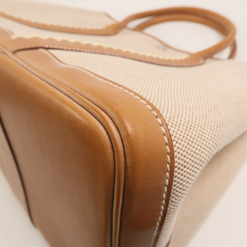 HERMES 帆布/Barenia皮革Garden Party PM手挽袋-12