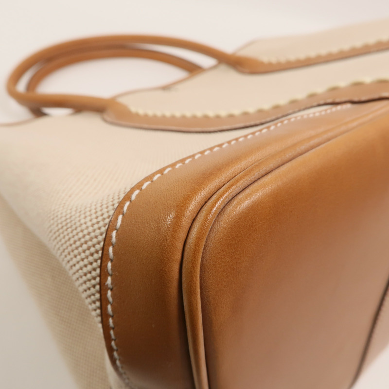 HERMES 帆布/Barenia皮革Garden Party PM手挽袋-13