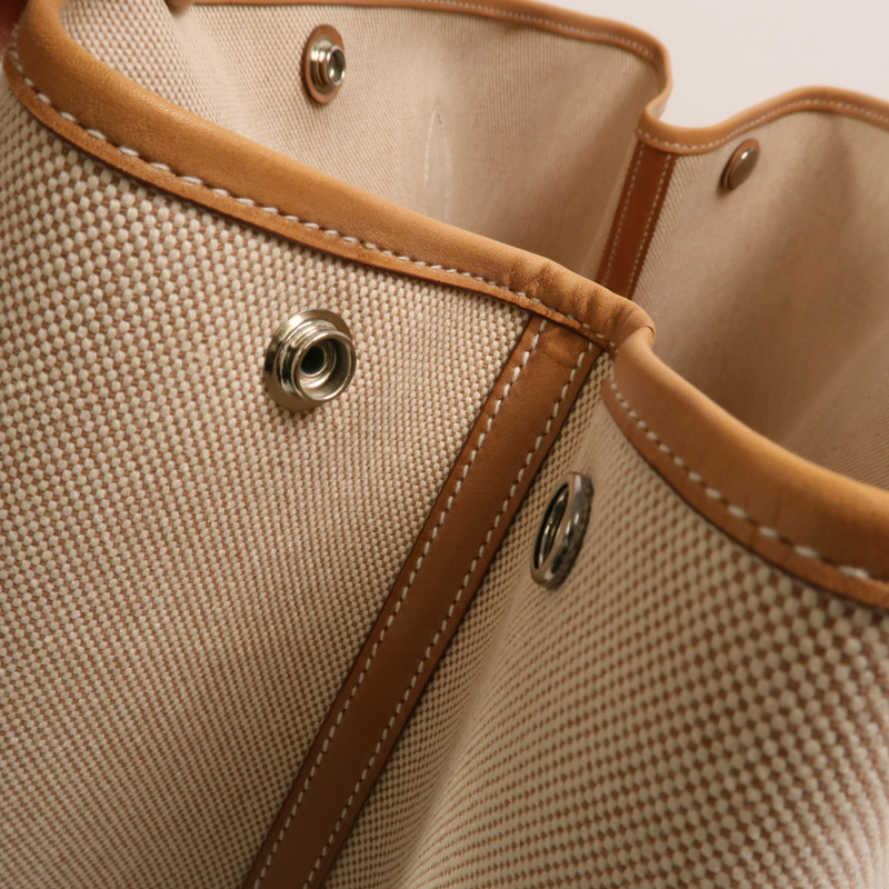 HERMES 帆布/Barenia皮革Garden Party PM手挽袋-14