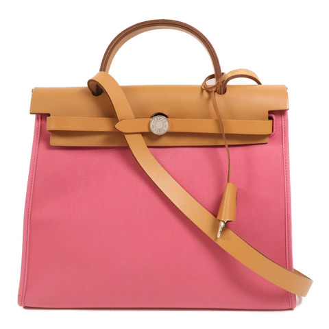 HERMES 帆布Herbag PM手挽肩背兩用袋Rose Hortensia