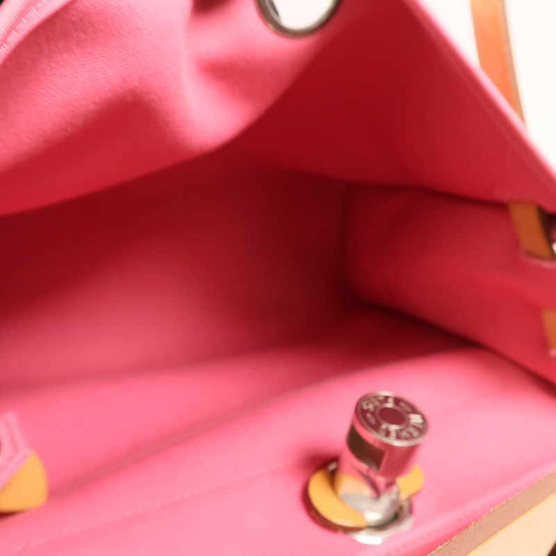 HERMES 帆布Herbag PM手挽肩背兩用袋Rose Hortensia-4