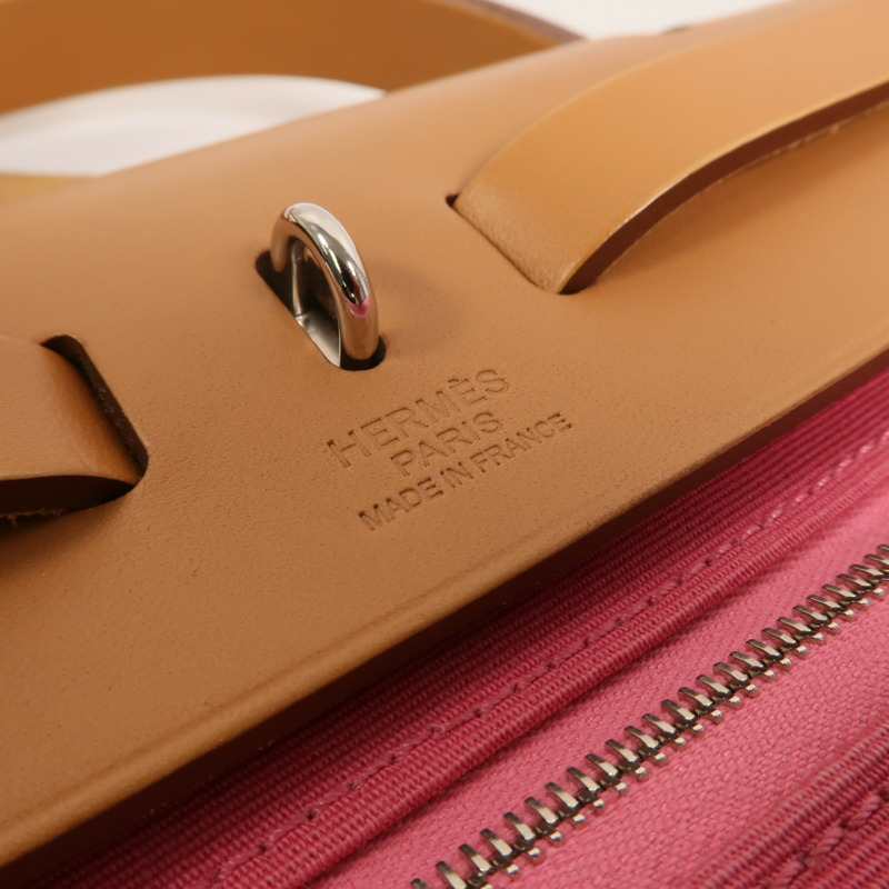 HERMES 帆布Herbag PM手挽肩背兩用袋Rose Hortensia-5