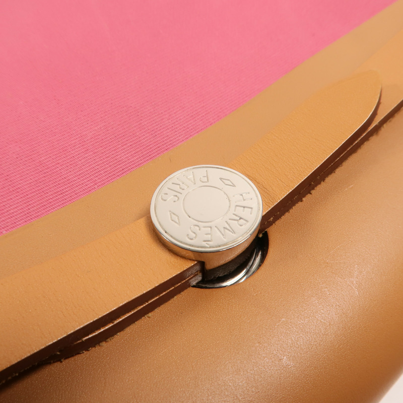 HERMES 帆布Herbag PM手挽肩背兩用袋Rose Hortensia-7