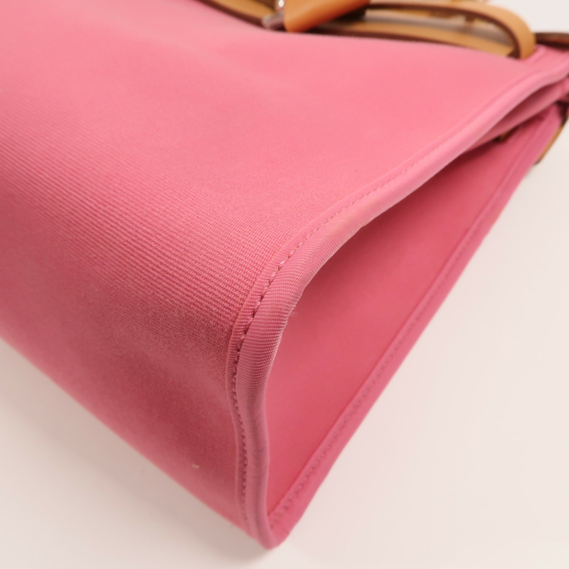 HERMES 帆布Herbag PM手挽肩背兩用袋Rose Hortensia-9