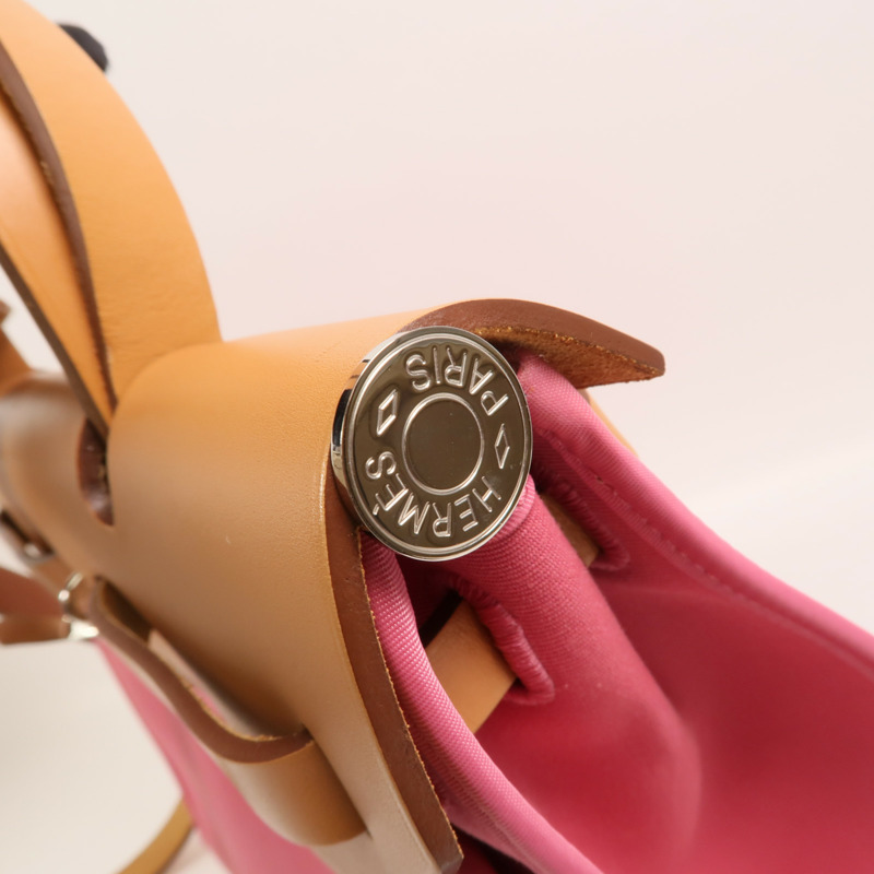 HERMES 帆布Herbag PM手挽肩背兩用袋Rose Hortensia-13