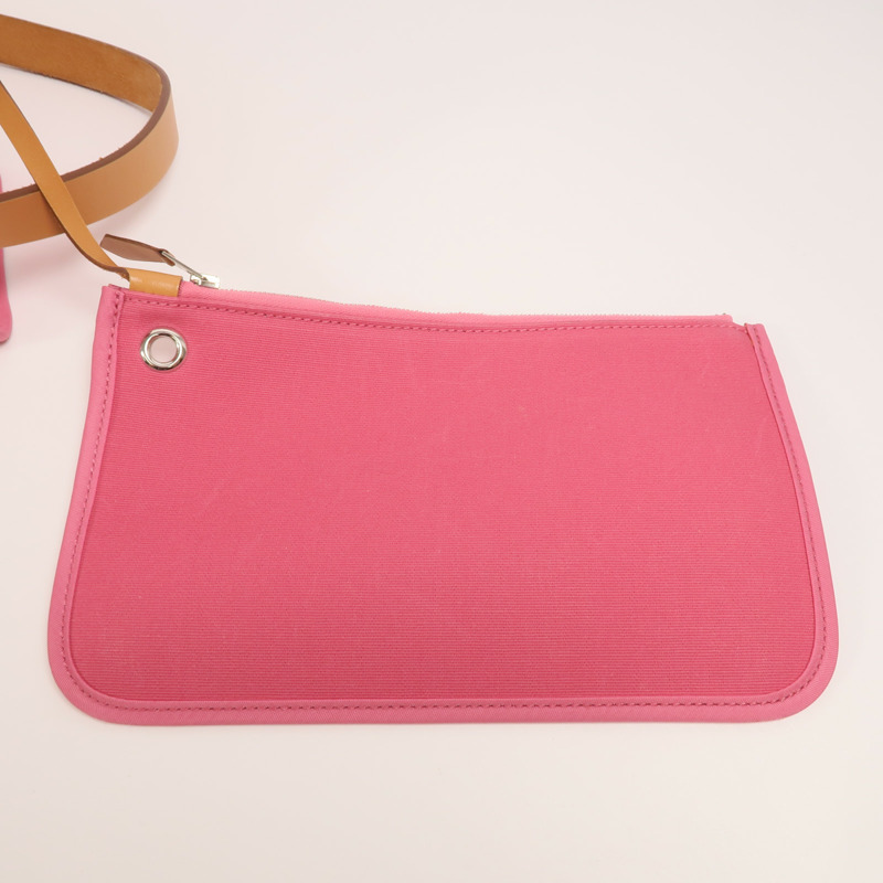 HERMES 帆布Herbag PM手挽肩背兩用袋Rose Hortensia-15