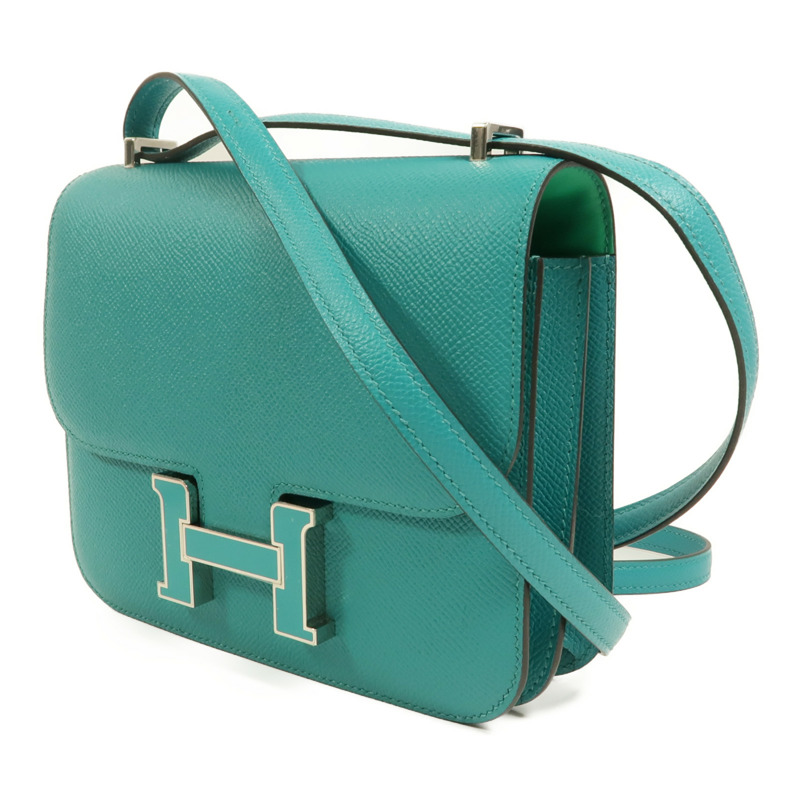 HERMES Epsom皮革Constance Mini肩背袋Bleu Paon-2