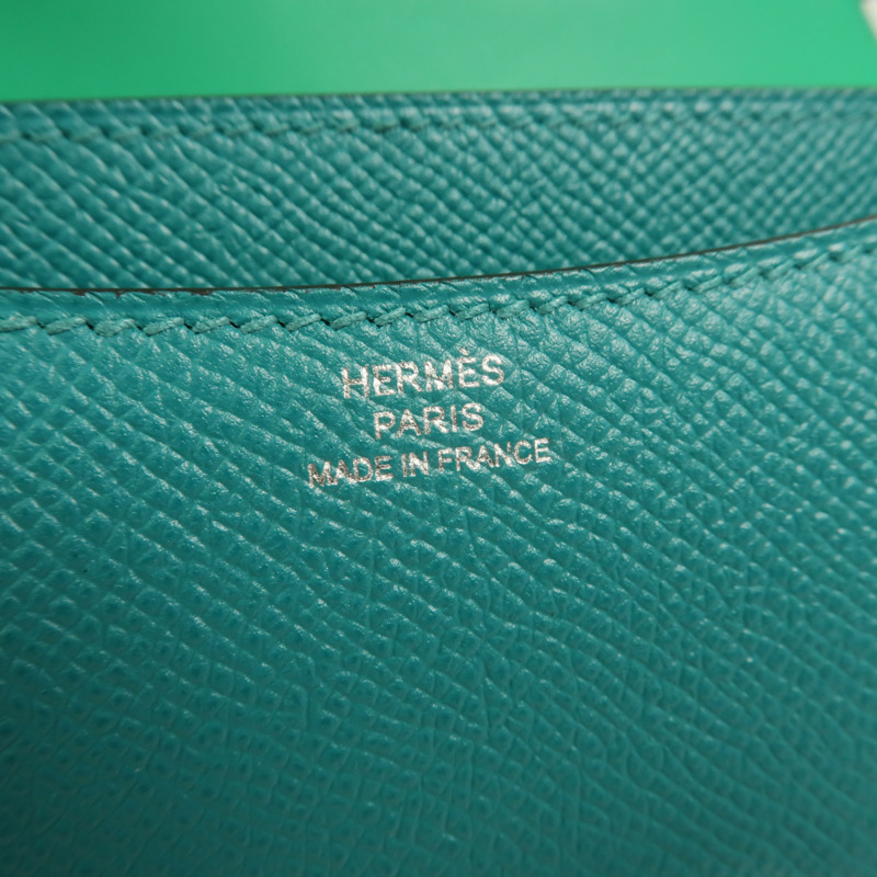 HERMES Epsom皮革Constance Mini肩背袋Bleu Paon-5