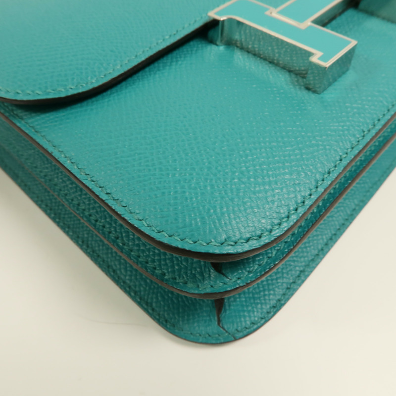 HERMES Epsom皮革Constance Mini肩背袋Bleu Paon-10