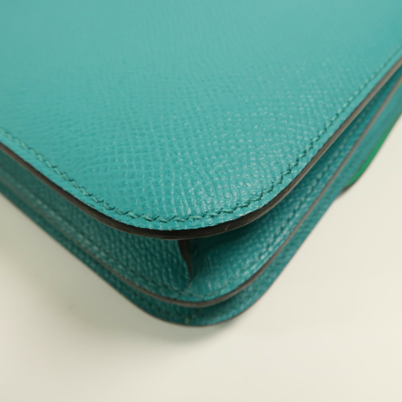 HERMES Epsom皮革Constance Mini肩背袋Bleu Paon-11