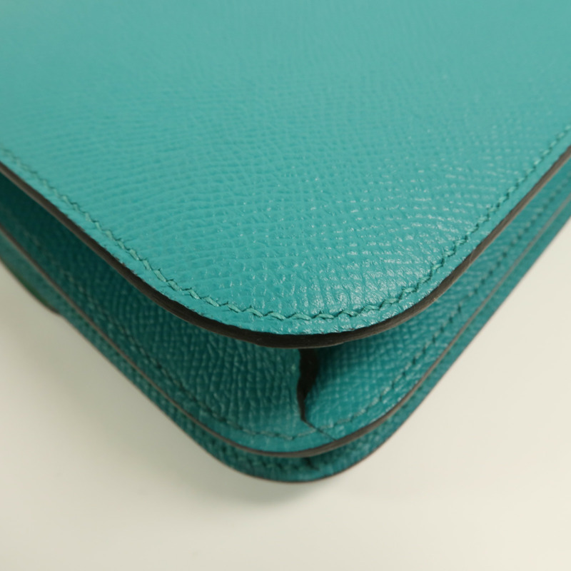 HERMES Epsom皮革Constance Mini肩背袋Bleu Paon-12