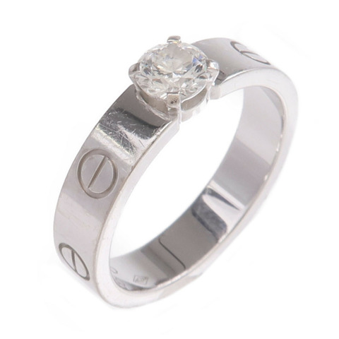 CARTIER 18K白金Love Solitaire Brilliant Cut Diamond Ring鑽石戒指