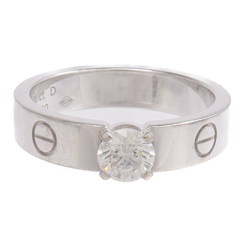 CARTIER 18K白金Love Solitaire Brilliant Cut Diamond Ring鑽石戒指-1