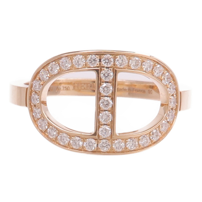 HERMES 18K玫瑰金H Bague Dancre Ring鑽石戒指-1