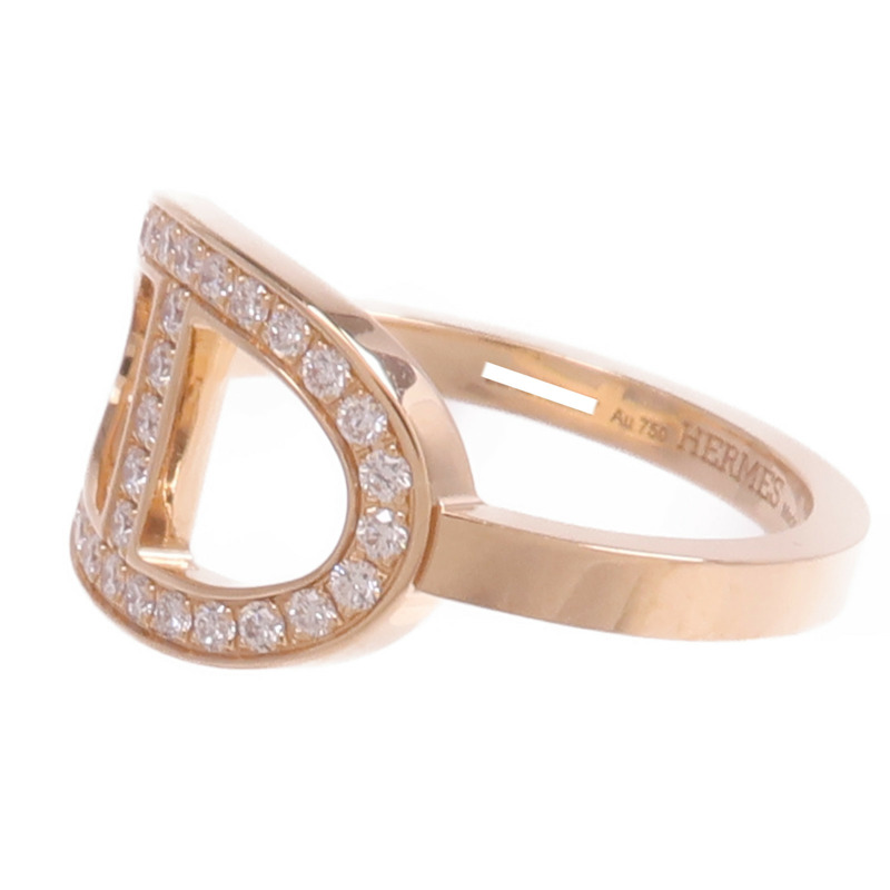 HERMES 18K玫瑰金H Bague Dancre Ring鑽石戒指-2