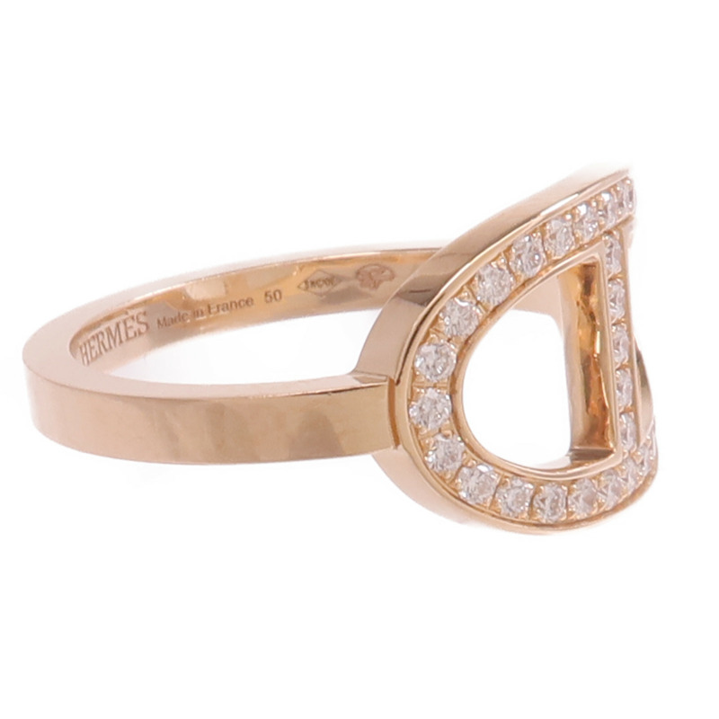 HERMES 18K玫瑰金H Bague Dancre Ring鑽石戒指-3