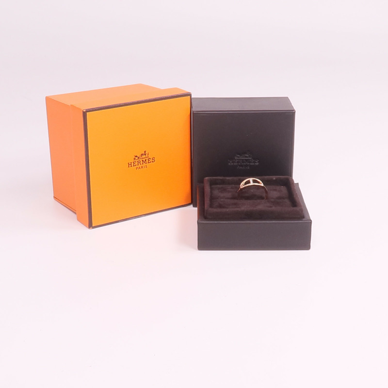 HERMES 18K玫瑰金H Bague Dancre Ring鑽石戒指-8