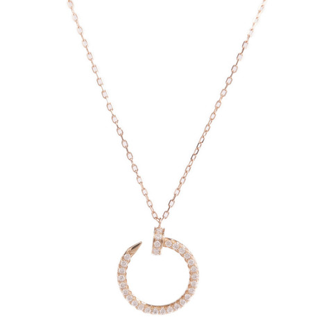 CARTIER 18K玫瑰金Juste Un Clou Diamond Necklace鑽石項鍊