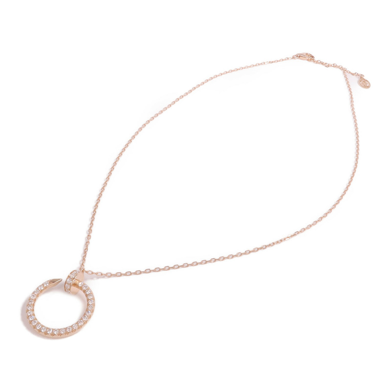 CARTIER 18K玫瑰金Juste Un Clou Diamond Necklace鑽石項鍊-3