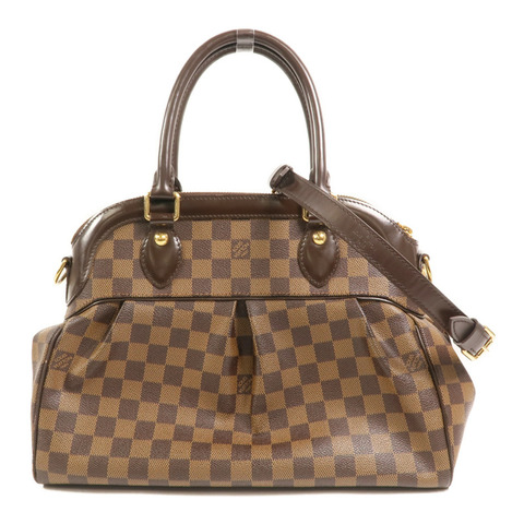 LOUIS VUITTON Damier Trevi金扣手挽肩背兩用袋