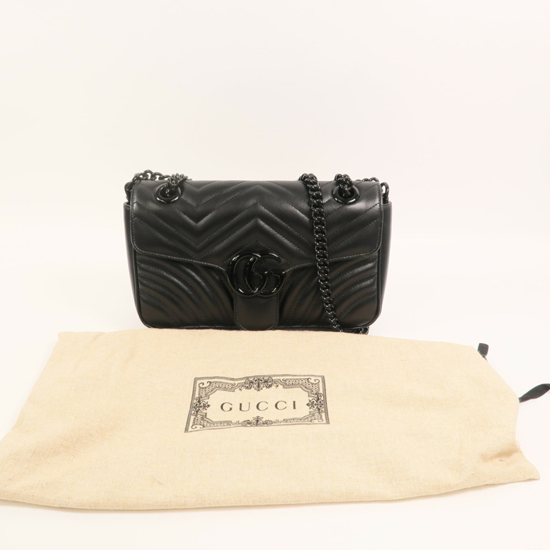 GUCCI 牛皮皮革GG Marmont Shoulder Bag鏈帶肩背袋-9