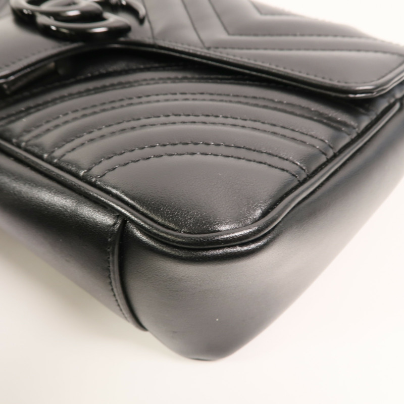 GUCCI 牛皮皮革GG Marmont Shoulder Bag鏈帶肩背袋-10
