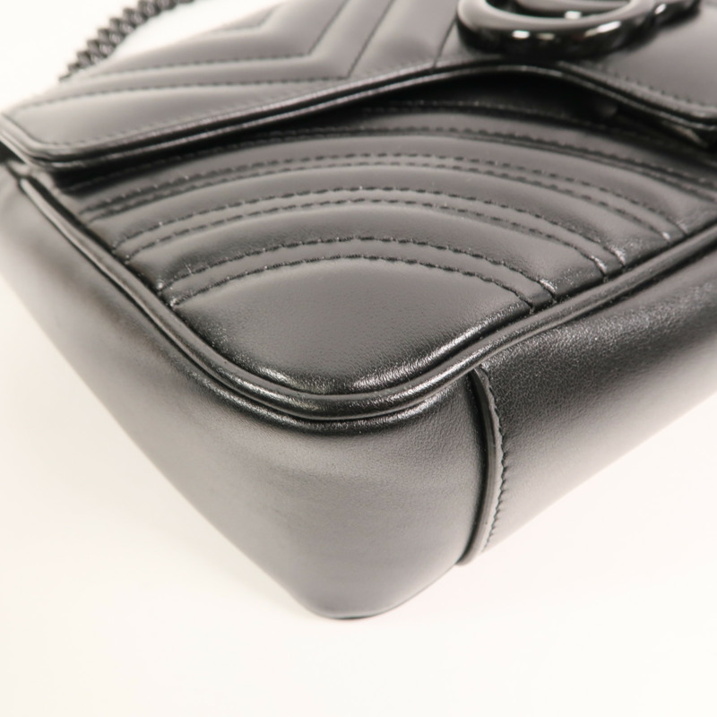 GUCCI 牛皮皮革GG Marmont Shoulder Bag鏈帶肩背袋-11