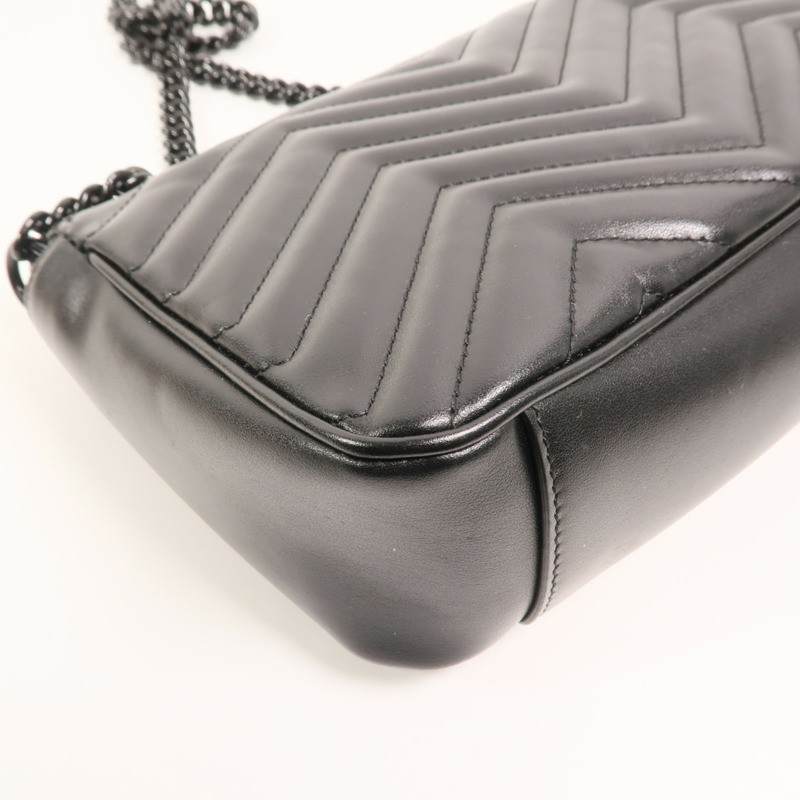GUCCI 牛皮皮革GG Marmont Shoulder Bag鏈帶肩背袋-13