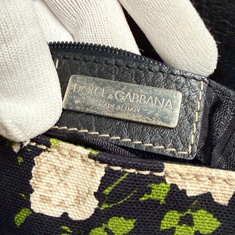 【D&G絕版中古】 Dolce & Gabbana 玫瑰碎花拼接腋下包-5