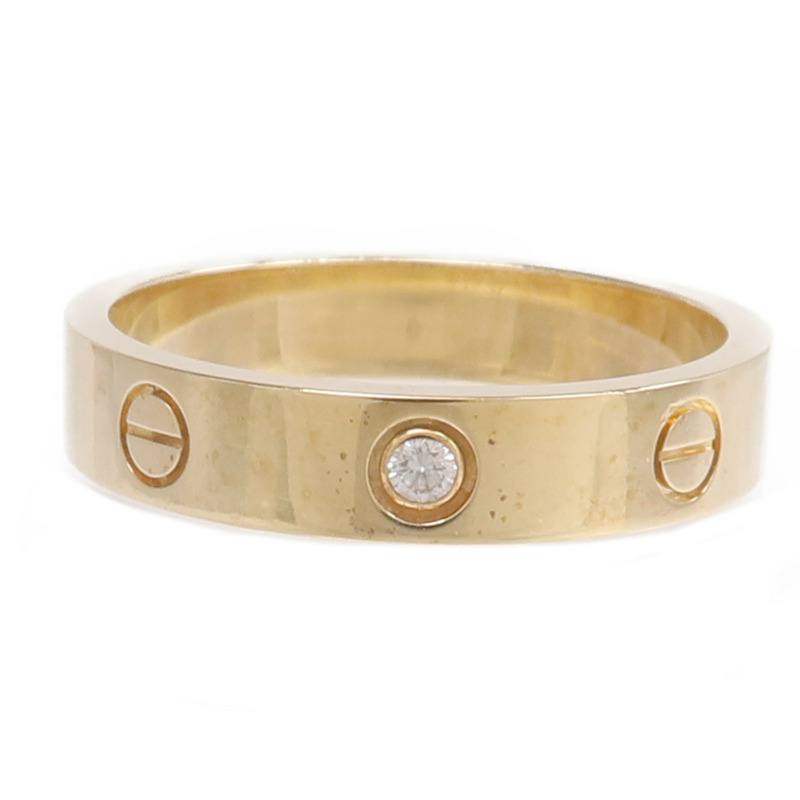 CARTIER 18K黃金Mini Love Ring 1P Diamond鑽石戒指-1